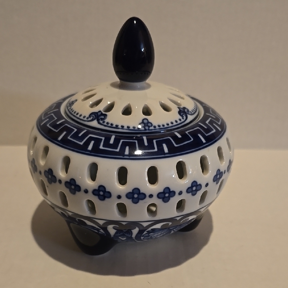 Blue and White Ceramic Decorative Piece